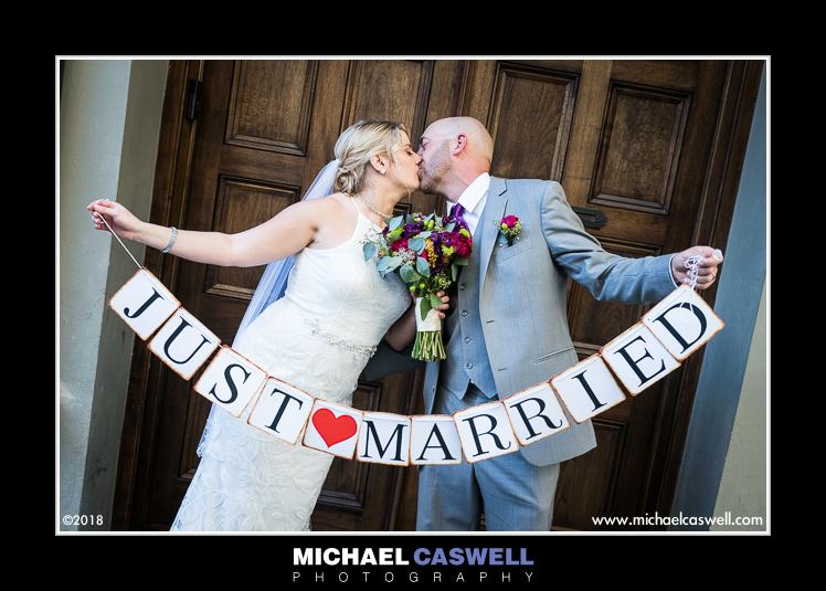 Couple with Just Married sign