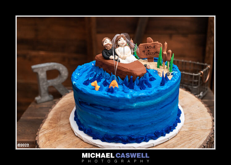 Fishing-themed wedding cake
